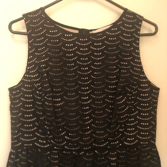 LOFT sleeveless black eyelet cotton midi dress sz 10P - Picture 7 of 14